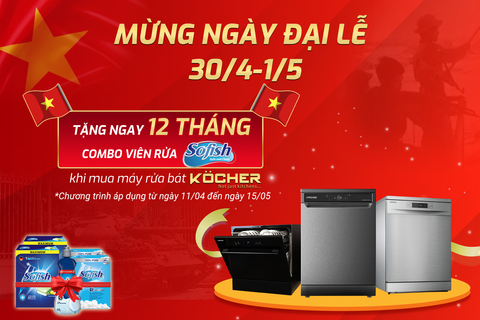 MỪNG ĐẠI LỄ 30.4-1.5 MUA KOCHER LÀ CÓ QUÀ