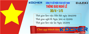 THÔNG BÁO NGHỈ LỄ 30/04 & 1/5 