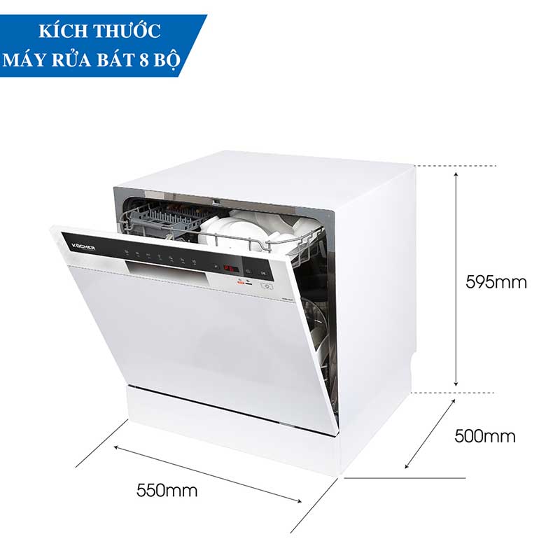Kích thước máy rửa bát 8 bộ