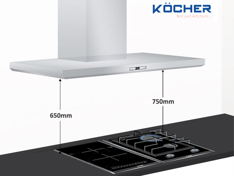 Khoảng cách giữa máy hút mùi và bếp từ và bếp gas phù hợp nhất