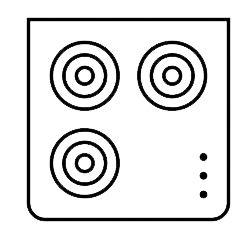 Ký hiệu bếp từ 3 vùng nấu Ký hiệu bếp từ 3 vùng nấu