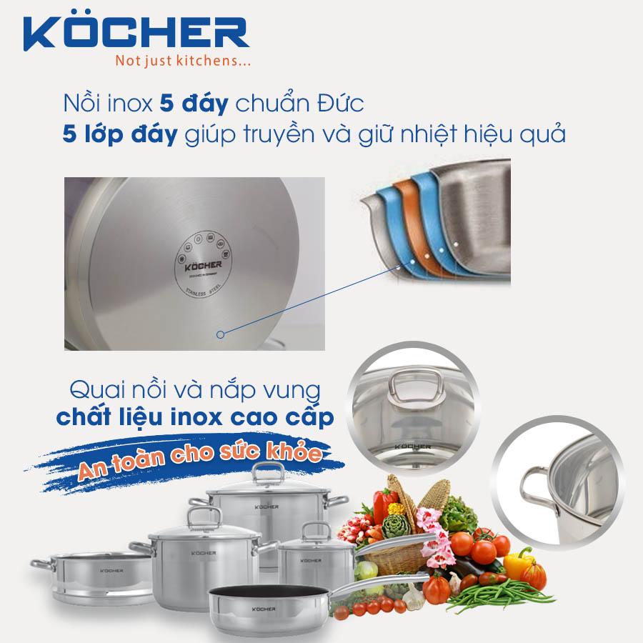 Cấu tạo bộ nồi 5 món Kocher Lubeck 