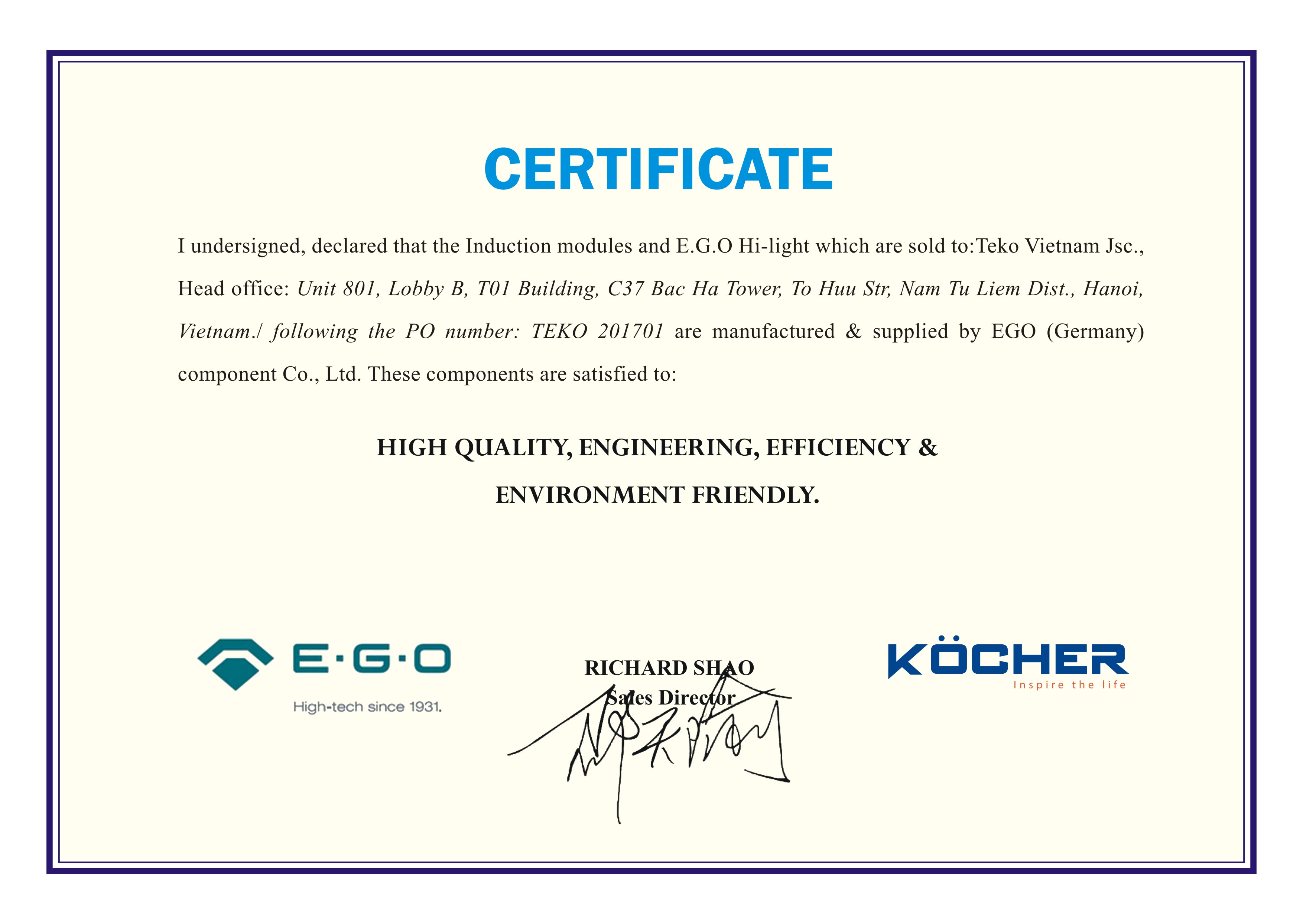 Giải thưởng Heath and Safety Certification